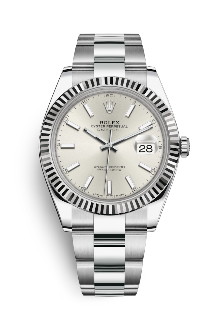 Datejust 41mm Silver Case Silver Dial Fluted Bezel 116334-b