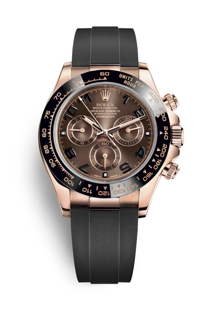 Daytona Rose-Gold Case Brown Dial Ruber Strap 116515-a