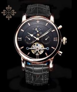 PATEK PHILIPPE GRAND COMPLICATIONS 24-HOUR INDICATION ROSE-GOLD CASE BLACK LEATHER STRAP