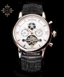 PATEK PHILIPPE GRAND COMPLICATIONS 24-HOUR INDICATION ROSE-GOLD CASE WHITE DIAL BLACK LEATHER STRAP