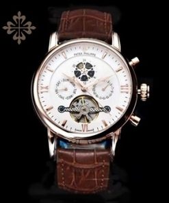 PATEK PHILIPPE GRAND COMPLICATIONS 24-HOUR INDICATION ROSE-GOLD CASE WHITE DIAL BROWN LEATHER STRAP