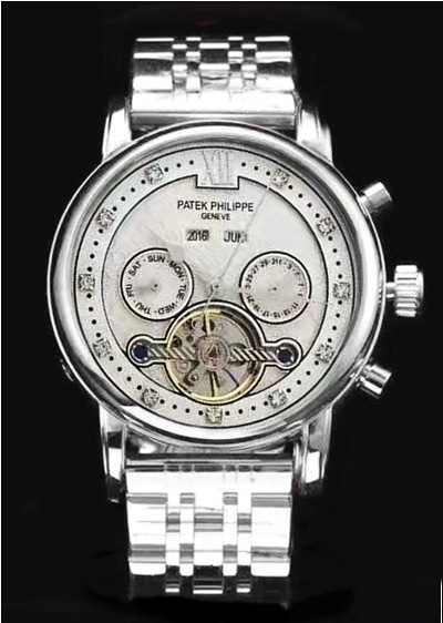 PATEK PHILIPPE GRAND COMPLICATIONS TOURBILLON WATCH-silver-wsn