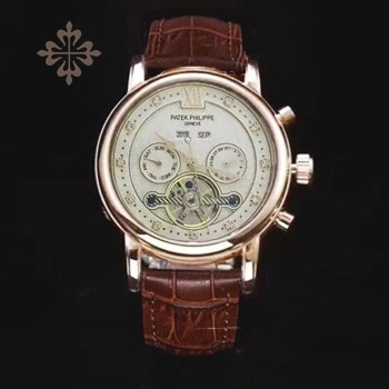 PATEK PHILIPPE GRAND COMPLICATIONS TOURBILLON WATCH white dial-brown