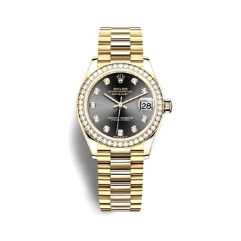 DATEJUST 31 Oyster yellow gold and diamonds bezel black dial 278288RBR-1