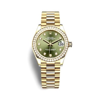 DATEJUST 31 Oyster yellow gold and diamonds bezel green dial 278288RBR-1