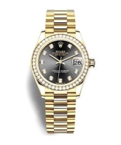DATEJUST 36 Oyster yellow gold and diamonds bezel black dial 126283RBR