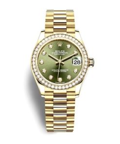DATEJUST 36 Oyster yellow gold and diamonds bezel green dial 126283RBR