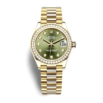 DATEJUST 36 Oyster yellow gold and diamonds bezel green dial 126283RBR-1