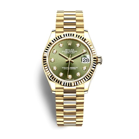 DATEJUST 36 Oyster yellow gold green and diamonds dial 126233