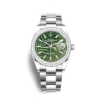Datejust 36mm Oystersteel Bracelet Diamonds Bezel PALM-MOTIF DIAL 126284RBR -1