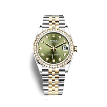 Datejust 36mm Two-Tones Green dial Diamonds Bezel 126283RBR-1