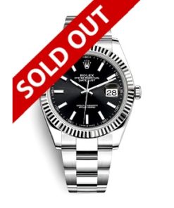 Datejust 41mm Silver Case Black Dial Fluted Bezel 126334