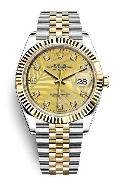 Datejust 41mm Two-Tones PALM-MOTIF Dial Fluted Bezel 126333