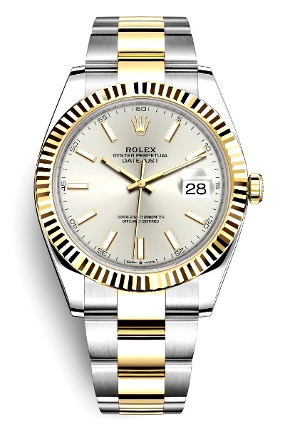 Datejust 41mm Two-Tones Silver Dial Fluted Bezel 126333