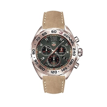 TAG HEUER FORMULA 1 X SENNA ROSE GOLD BROWN LEATHER STRAPx350