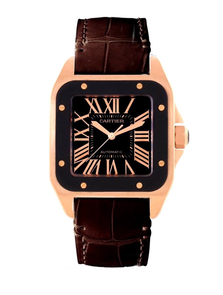 cartier-santos-100-xl-rose-gold-blaSANTOS DE CARTIER WATCH 34mm MEDIUM MODEL W20124u2_f